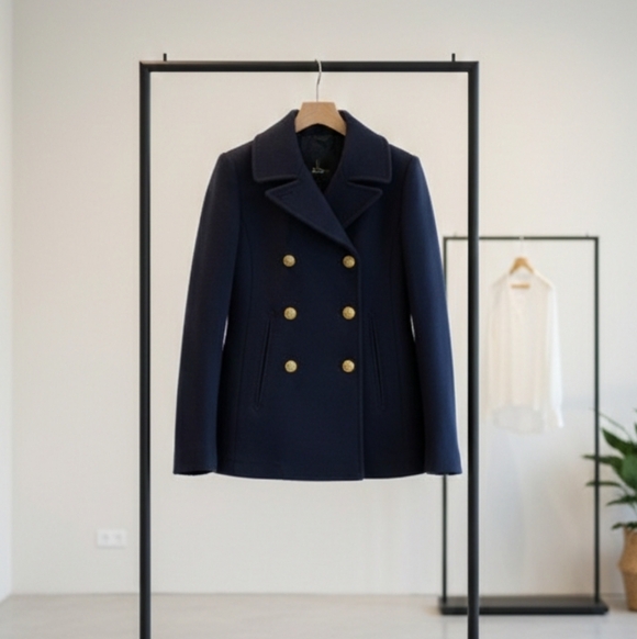 Wilfred 💙✨80% WOOL✨💙 Navy Blue Double-Breasted Women's Coat Jacket Blazer - Picture 9 of 9
